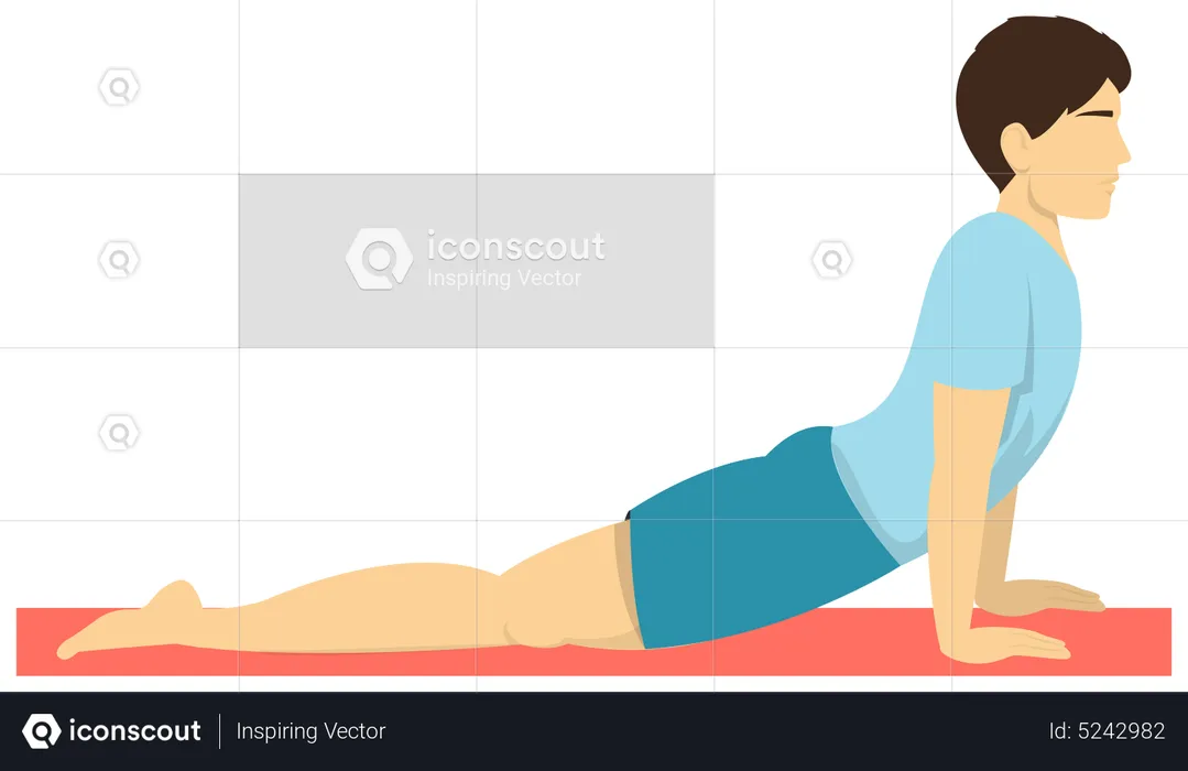 Man doing Upward facing dog yoga pose  Illustration