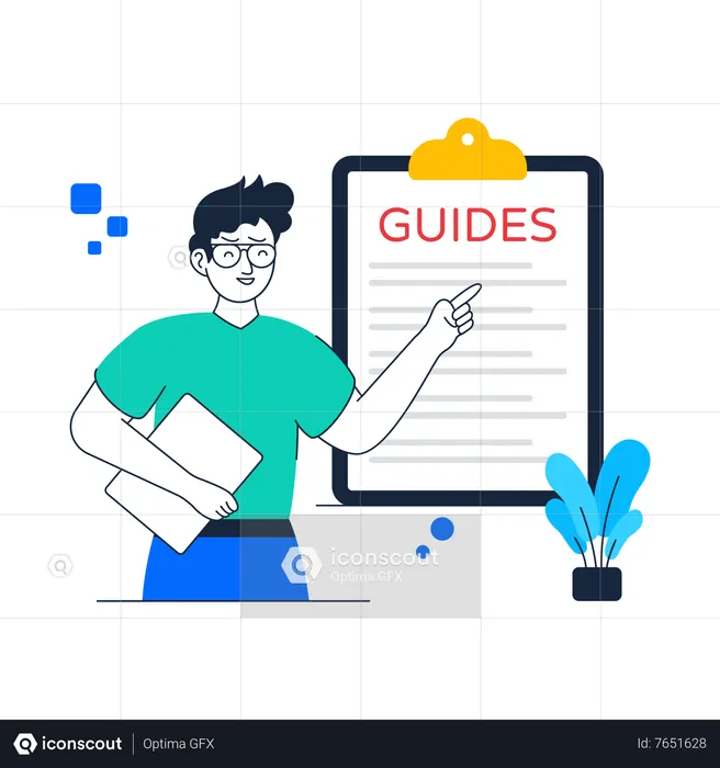 Man doing User Guide  Illustration