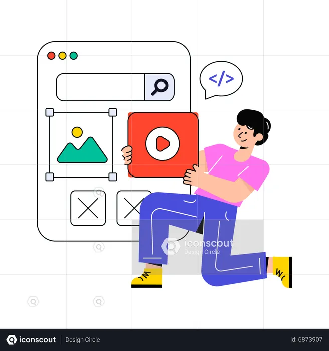Man doing User Interface Design  Illustration