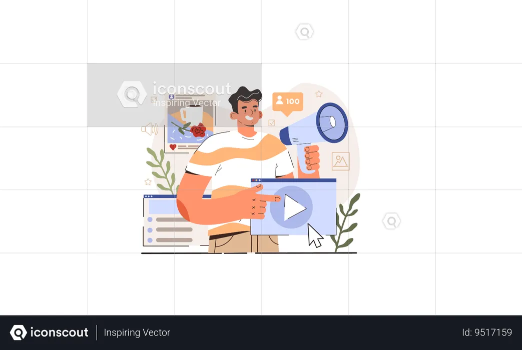 Man doing video marketing  Illustration