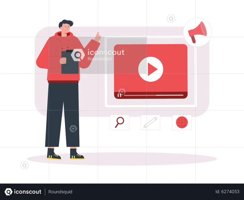 Man doing video marketing  Illustration