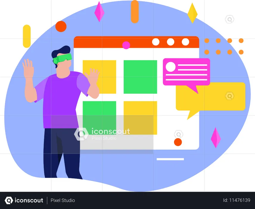 Man Doing Virtual Analysis Using Vr Technology  Illustration