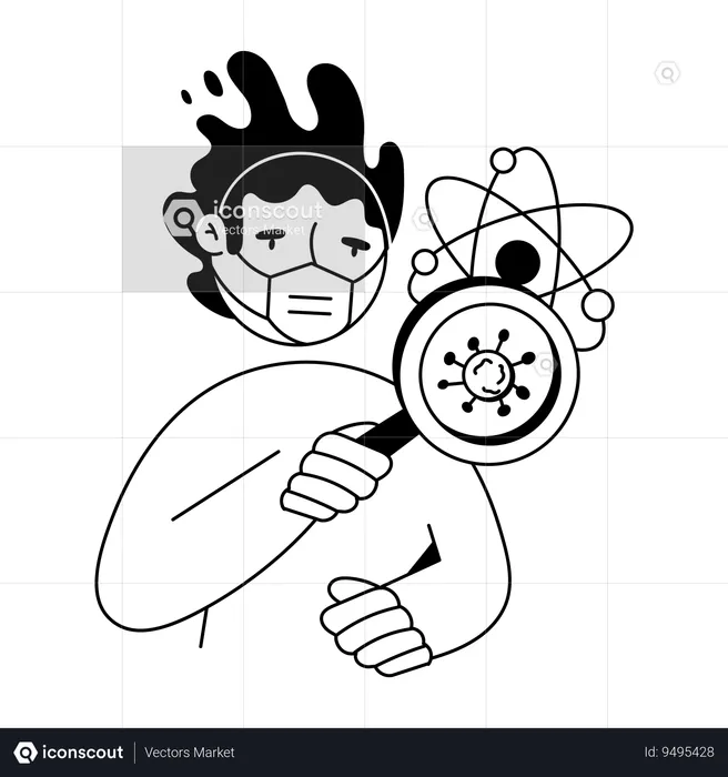 Man doing Virus Research  Illustration