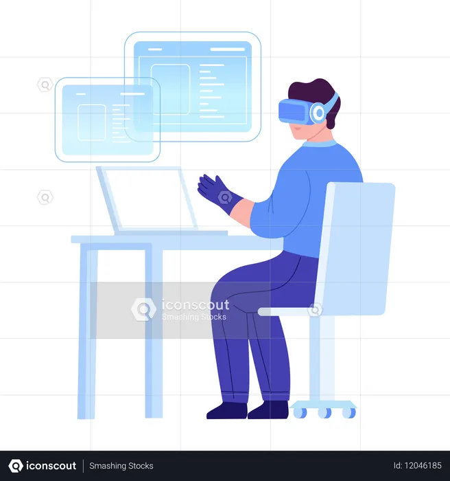 Man doing vr coder  Illustration