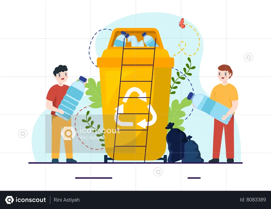 Man doing Waste Properly And Correctly  Illustration