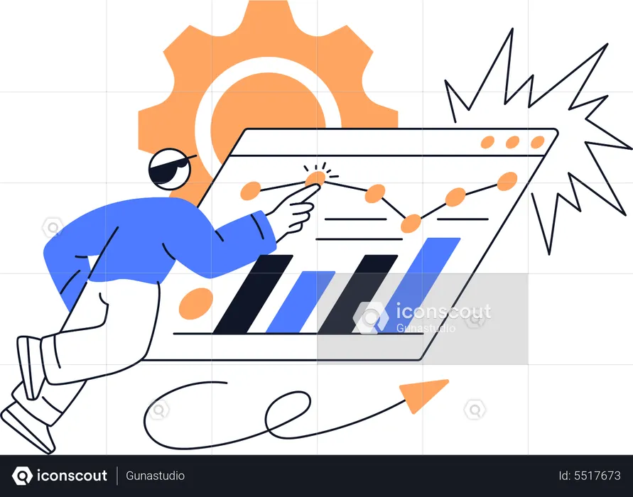 Man doing web analytics  Illustration