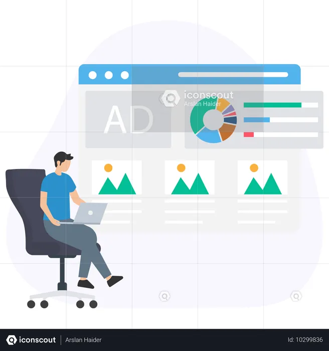 Man Doing Web Marketing  Illustration