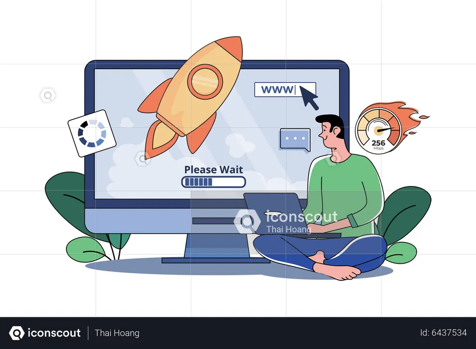 Man Doing Web Startup  Illustration
