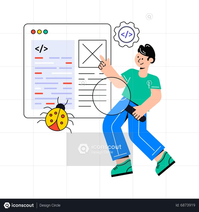 Man doing Web Testing  Illustration