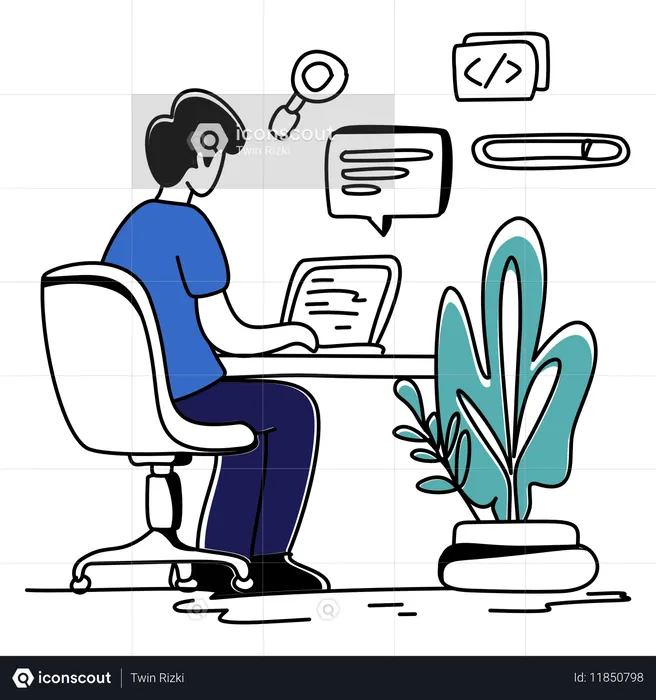 Man doing website development on computer  Illustration
