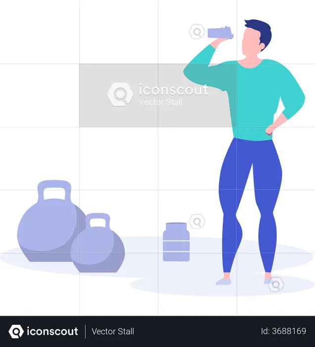 Man doing weight lifting at gym  Illustration