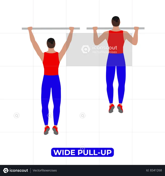 Man Doing Wide Pull Up Exercise  Illustration