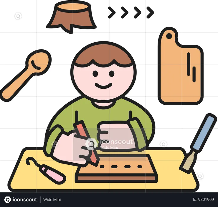 Man doing wood work  Illustration