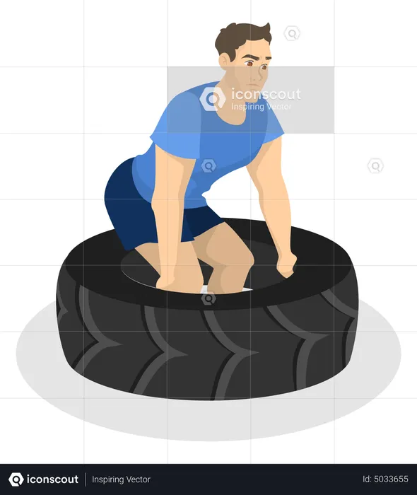 Man doing workout. Fitness and bodybuilding exercise  Illustration