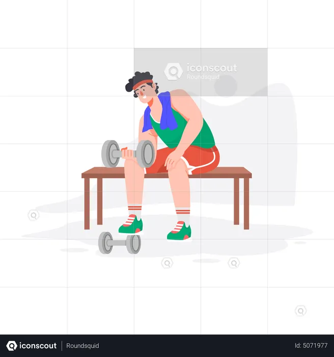 Man doing workout using dumbbell  Illustration
