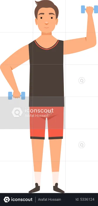 Man doing workout using dumbells  Illustration