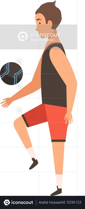 Man doing workout with ball  Illustration