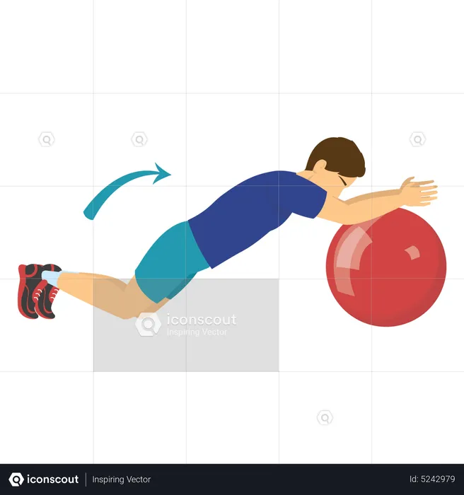 Man doing workout with gym ball  Illustration