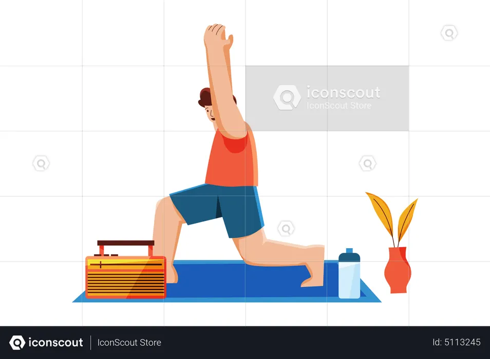 Man doing yoga exercise  Illustration