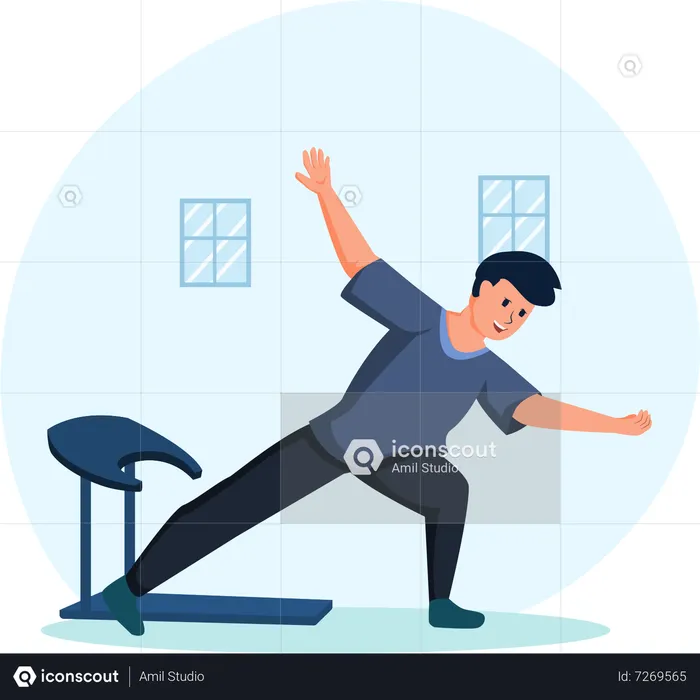 Man Doing Yoga Exercise  Illustration