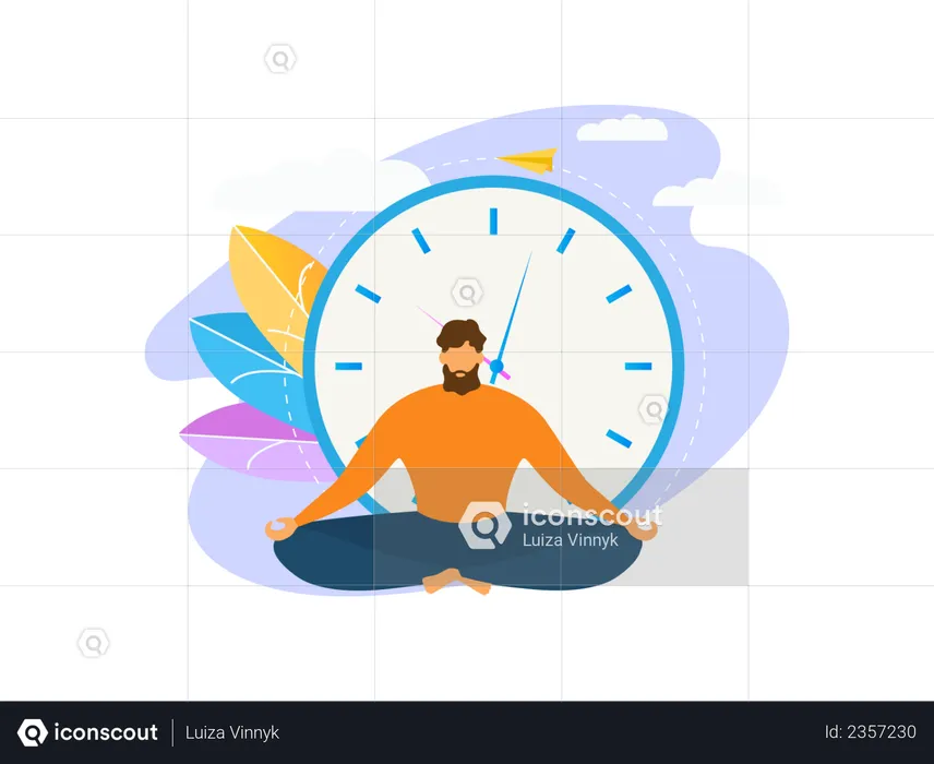 Man doing yoga in the office  Illustration