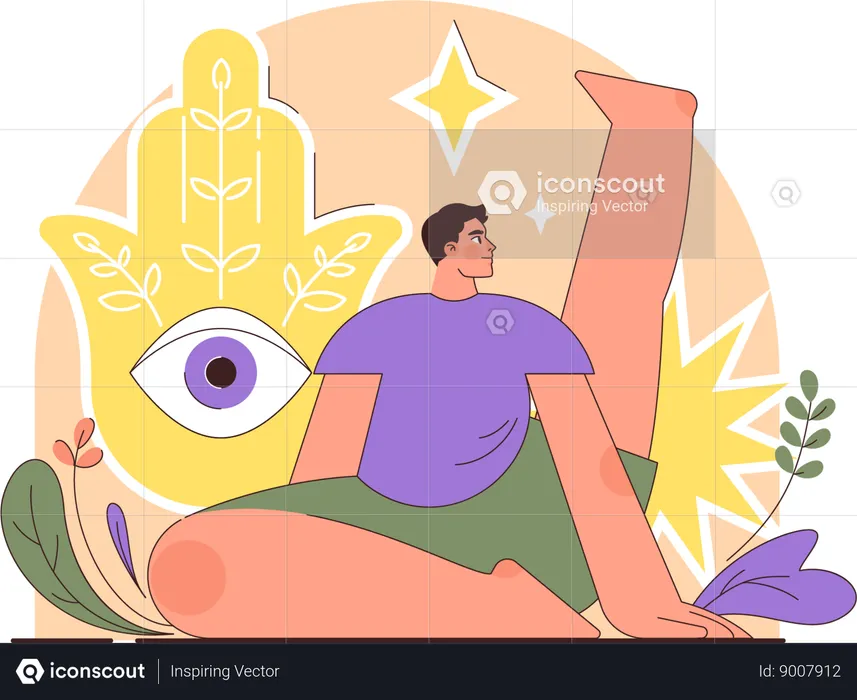 Man doing yoga  on yoga day  Illustration