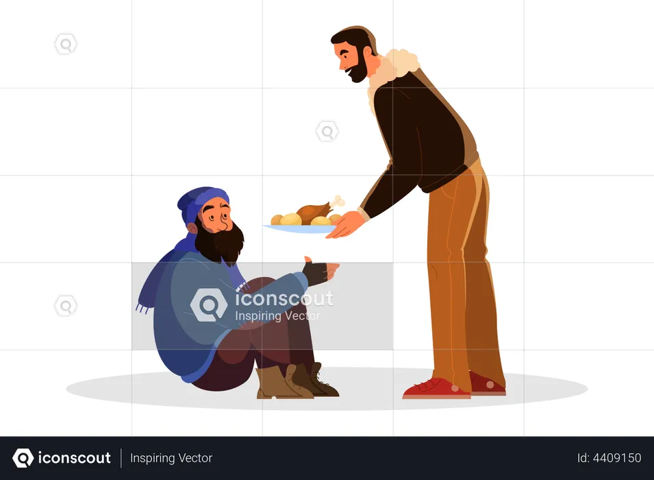 Man donating food  Illustration