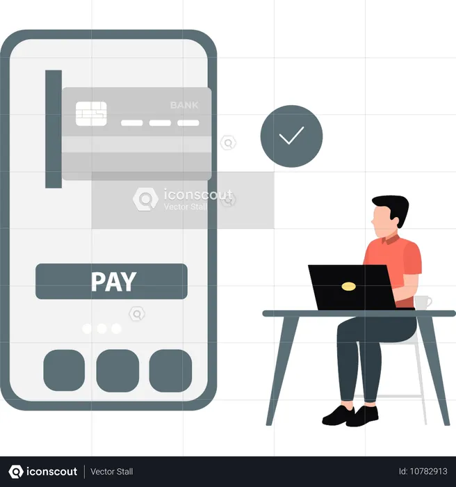 Man done payment with card  Illustration