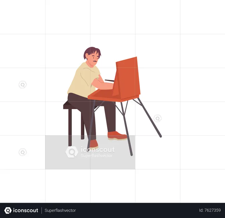 Man draw painting  Illustration