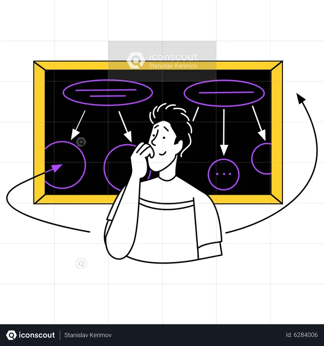 Man drawing a block diagram  Illustration