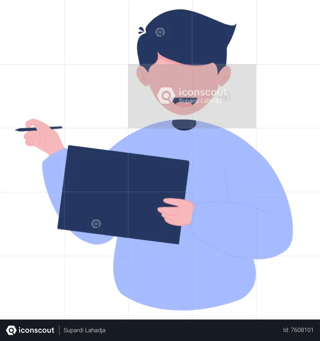 Man drawing on tablet  Illustration