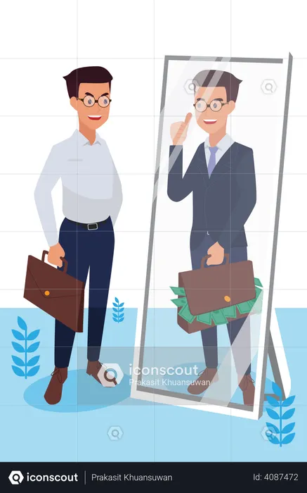 Man Dream to Become Wealthy Businessman  Illustration