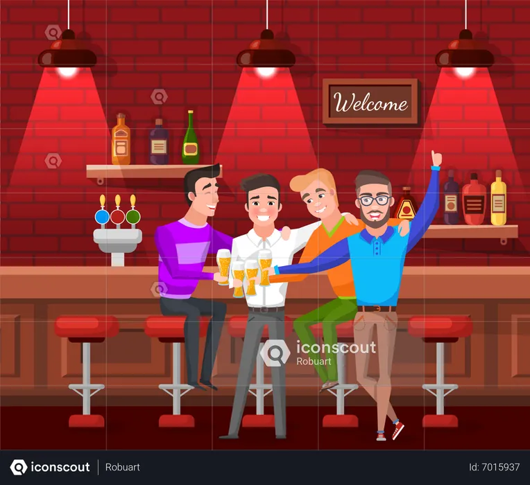 Man drinking beer in Club Party  Illustration