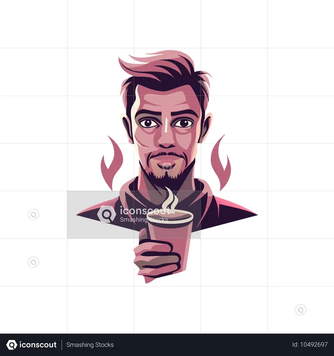 Man drinking coffee  Illustration