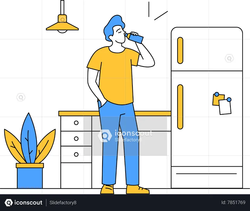 Man Drinking Water from Bottle  Illustration