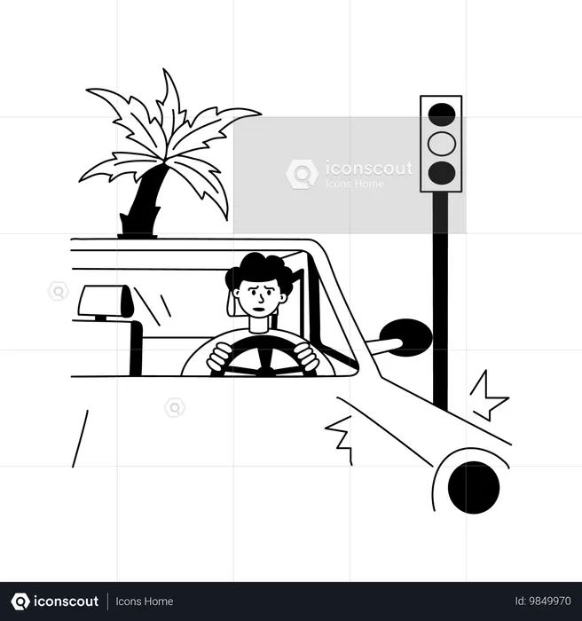 慎重に運転する男性  イラスト