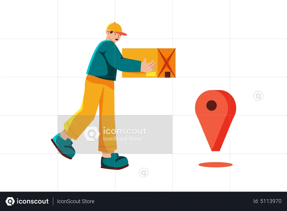 Man dropping delivery at specified location  Illustration