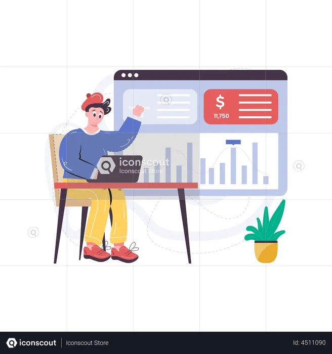 Man earning from passive income  Illustration
