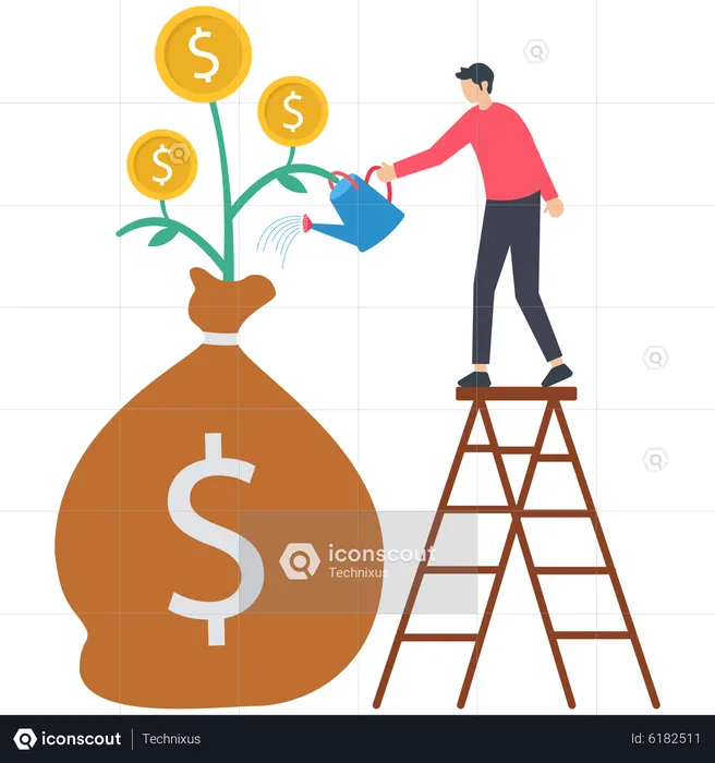 Man earning income from savings  Illustration