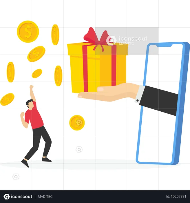 Man earning points and collect to get bonus  Illustration