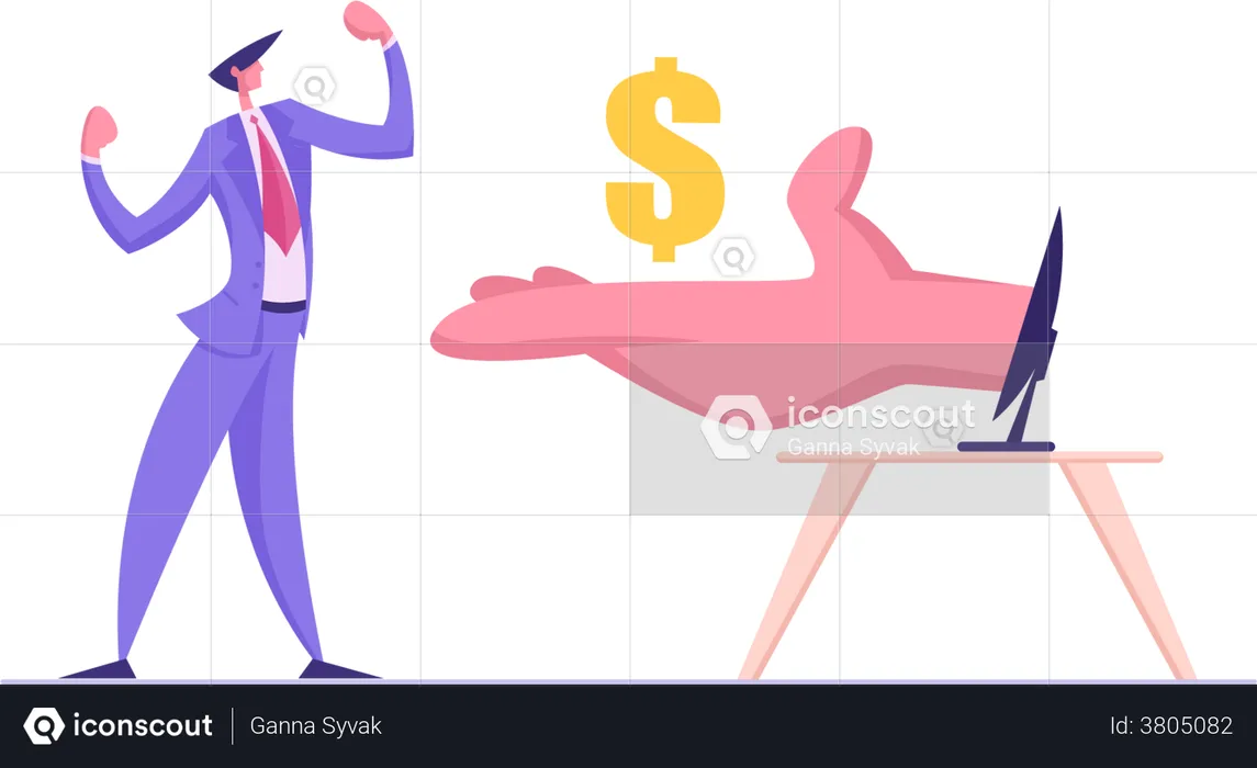 Man earning through passive income  Illustration