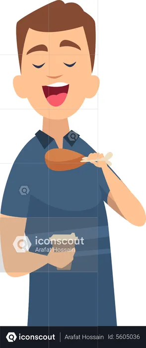 Man eating chicken  Illustration