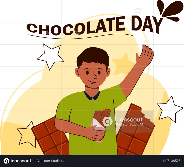 Man eating chocolate  Illustration