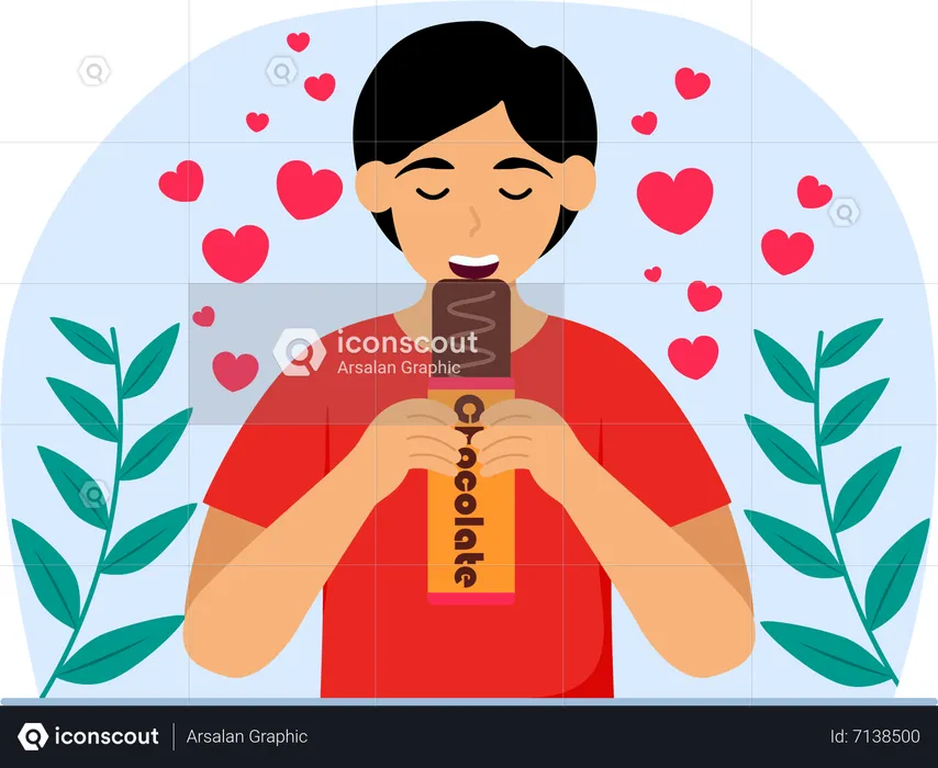 Man eating chocolate  Illustration