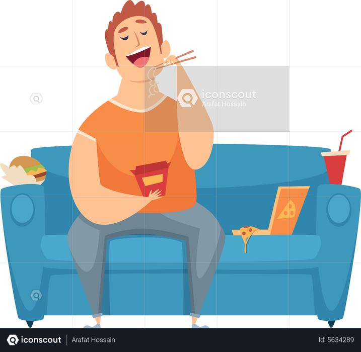 Best Premium Man eating food Illustration download in PNG & Vector format