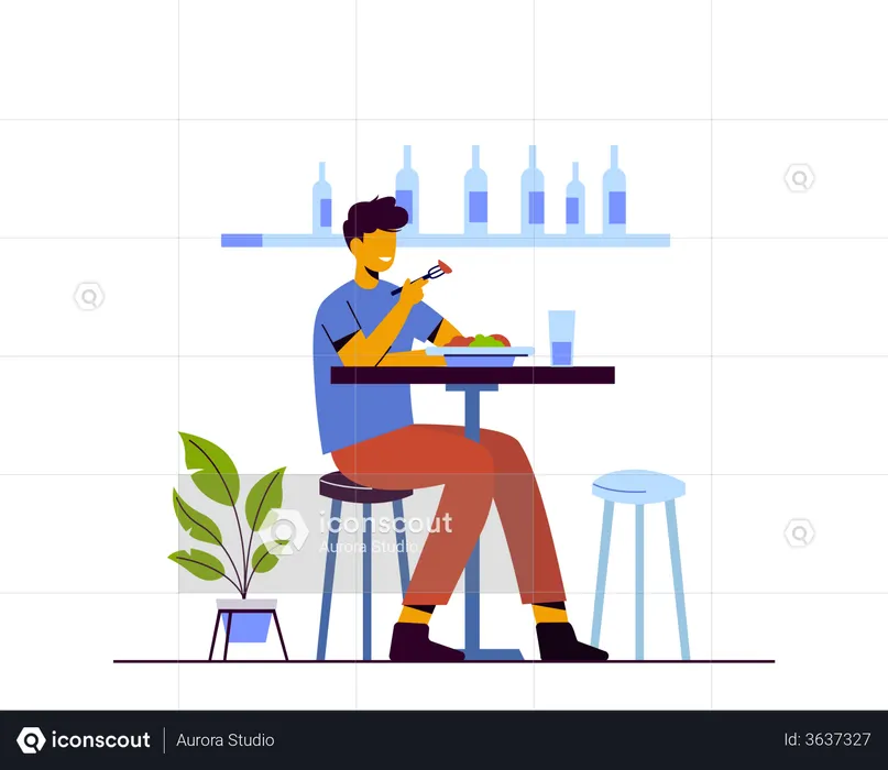 Best Premium Man eating fruits in cafe Illustration download in PNG & Vector format Best Premium Man eating fruits in cafe Illustration download in PNG & Vector format