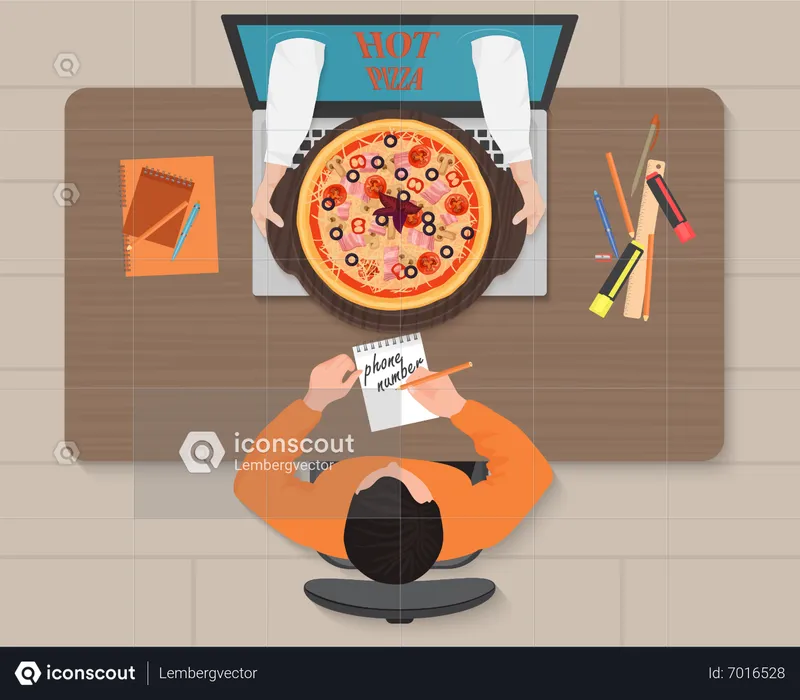 Man eating pizza  Illustration