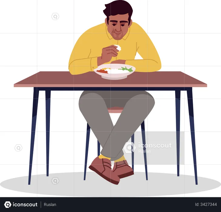 Man eating rice  Illustration