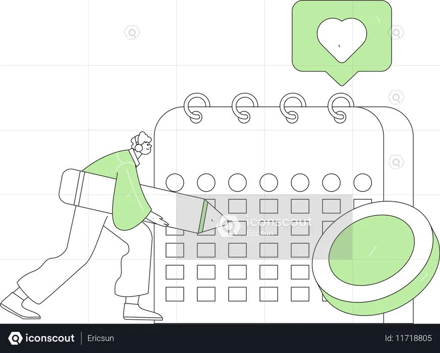 Man edit event in calendar  Illustration