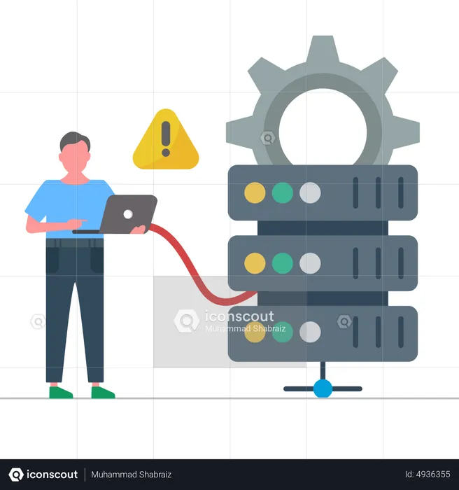 Man employee monitoring Server  Illustration